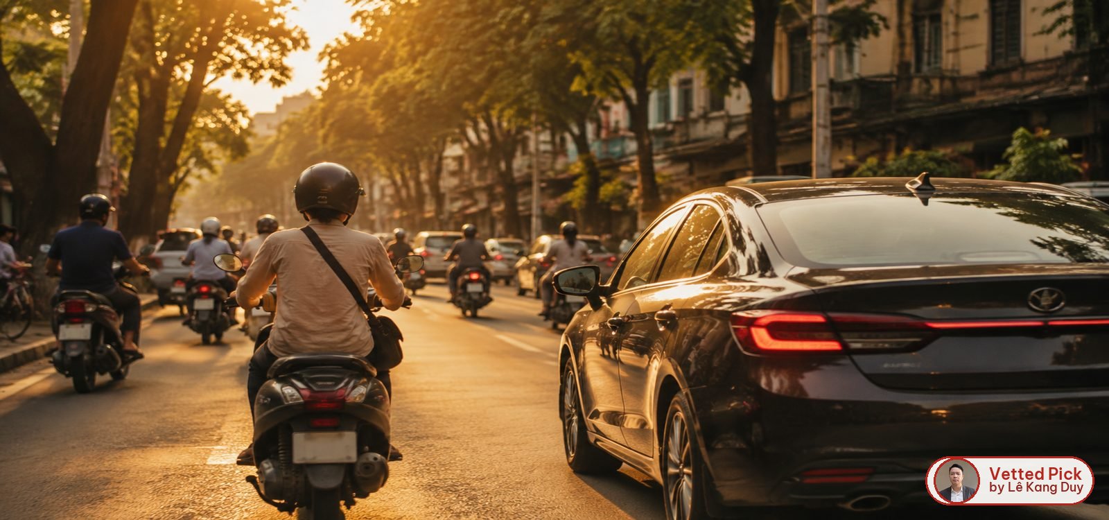 Xe máy và ô tô trên phố Việt Nam — bảo hiểm TNDS bắt buộc